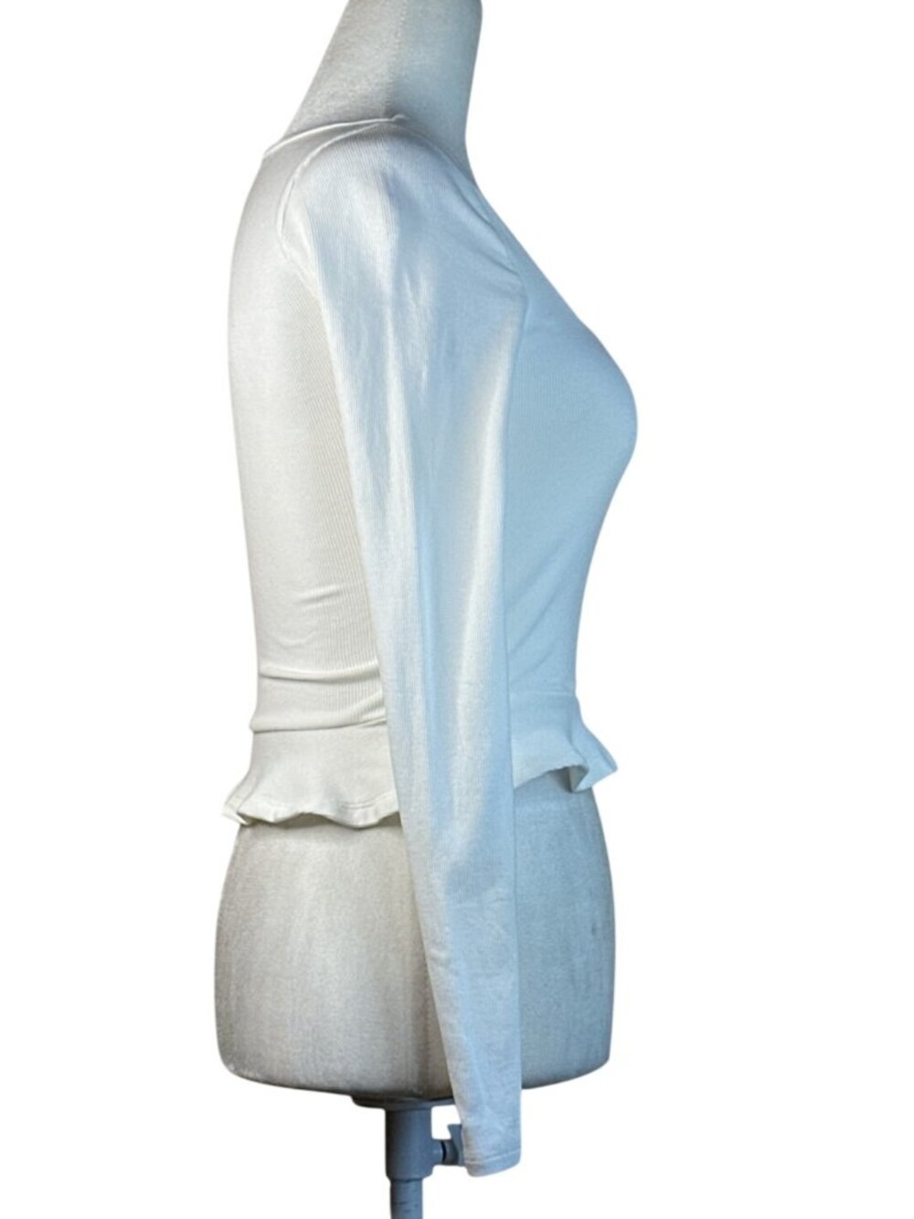 superdown Priscilla Ribbed Top in White X-Small New Womens Long Sleeve Blouse - Picture 5 of 9